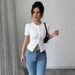 Women's Clothing Slim Fit Crop T-Shirt Casual Summer Style Show Figure Tees Polyester Cotton Top_ecoleips.com