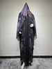 Middle East Women's Chiffon Cardigan Robe Set with Headscarf Printed Jacket Dubai Abaya Casual Two Piece Outfit_ecoleips.com