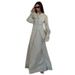 Women's Long Sleeve Fold Button Zen Style Linen Long Coat Autumn New Cross Border European American Foreign Trade Straight Long Skirt_ecoleips.com