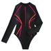 Women's Clothing Snorkeling Surfing Diving Suit Conservative Black Sunscreen Long Sleeved Triangle One Piece Swimsuit Female_ecoleips.com