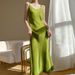 Summer New Mid-Length Sleeveless Off-Shoulder Light Luxury Mulberry Acetate Satin Silk Strap Dress For Women_ecoleips.com