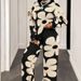 Women's Floral Jacquard Knit Sweater Set Long Sleeve Top And Pants Soft Warm Autumn Winter Multiple Colors_ecoleips.com