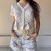Women's Clothing V Neck Knitted Crochet Top Short Sleeve Hollow Out American Style Spring Summer New Clothing For Ladies_ecoleips.com