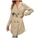 Women's Clothing Women's Double Breasted Trench Coat Classic Lapel Coat Slim Coat Long Coat_ecoleips.com