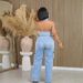 Women's Clothing slim elastic washed denim jumpsuit straight jumpsuit_ecoleips.com