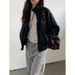 Aria Basics THE MIND Motorcycle Retro For Women 2026 Spring New Korean Style Short Leather Jacket A9138_ecoleips.com
