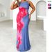 Women's Clothing Spring and Summer New Products Women's Slim Suspender Contrast Color Floral Print Dress Long Skirt Women_ecoleips.com