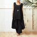Women's Asymmetrical Sleeveless Top And Loose Pants Set Streetwear Cotton Linen 2 Piece Oversized Fit Solid Colors_ecoleips.com