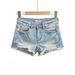Sibuya Girl Lightning Pattern Denim Shorts For Women, New Spring/Summer Low-Waist Irregular Frayed Slim Fit Ripped Hot_ecoleips.com