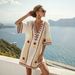 Seaside Resort Style Bohemian 3D Print Dress Loose V Neck Short Sleeved Beach Cover up for Women_ecoleips.com
