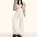 High-end Drapey White Wide-leg Jeans For Women, Fleece-lined, New Autumn And Winter Style, High-waisted, Loose, Casual,_ecoleips.com