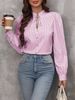 Verve 2025 New Women's Half-Open Collar Tie Pullover Long Sleeve Elegant Commuter Striped Shirt_ecoleips.com