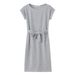 Summer Fashion Women's Solid Color Dress With Tie Word Collar And Pocket Stylish Casual Maxi Dress For Women_ecoleips.com