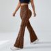 K Micro Flared Yoga Pants For Women, High Waisted And Hip Lifting Sports Wide Leg Pants, Leopard Print Fitness Yoga Flared Pants_ecoleips.com