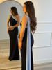 Blifanbo Diagonal Collar Ribbon Sexy Maxi Dress Women Elegant Bodycon Constrast Color Sleeveless Backless Club Party Long Dress_ecoleips.com
