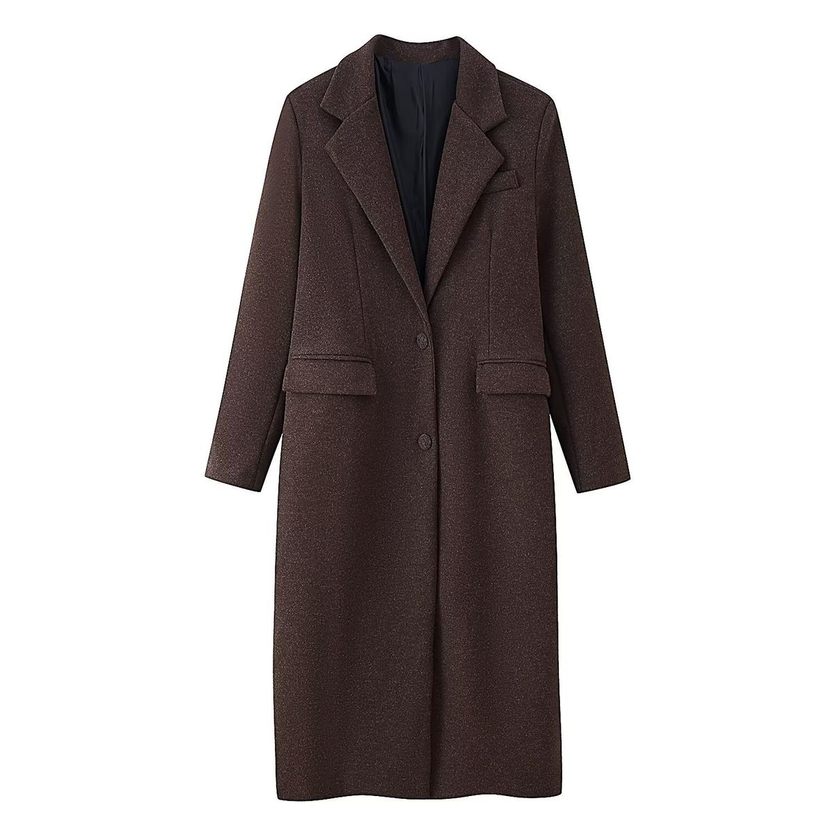 Oversized Wool-Blend Coat – Longline Trench Style, Relaxed Fit, Notched Lapel (S-L, Solid Colors)_ecoleips.com
