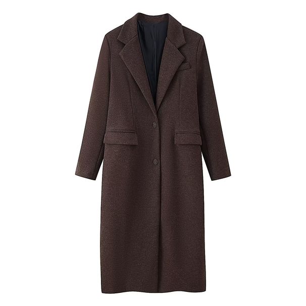Oversized Wool-Blend Coat – Longline Trench Style, Relaxed Fit, Notched Lapel (S-L, Solid Colors)_ecoleips.com