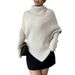 Women's High Neck Knit Sweater - Oversized Asymmetrical Design, Soft & Cozy Winter Pullover, Loose Fit Casual Tops For Streetwear & Daily Wear_ecoleips.com
