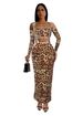 Women's Clothing Spring Summer Autumn Printed Comfortable Sexy Slim Leopard Print Two-Piece Set Sleeve Long Dress_ecoleips.com