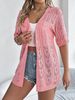 K Hollow Out Short Sleeved Knitted Cardigan Vacation Sun Protection Shirt Women's Clothing_ecoleips.com