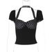 European And American Street Style Women's Clothing 2025 Spring/Summer New Halter Neck Short Sleeve Backless Polka Dot_ecoleips.com