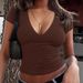 2025 New V-Neck Short Sleeve Top T-Shirt, Women's Slim Fit Girl Y2K Fashion Cross-Border Hot Item_ecoleips.com