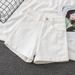 white trendy distred denim shorts for women high waisted slimming aline frayed wide leg hot pants summer 2025_ecoleips.com