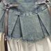 Patchwork Denim Pleated For Women, Summer New Fashionable High-Waisted Slimming A-Line Short Skirt_ecoleips.com
