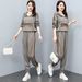 new lazy temperament knitted suit svel vest sweater cardigan pants three piece set_ecoleips.com