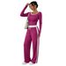 Women's Casual Two-Piece Set – High-Waisted Wide-Leg Pants & Comfortable Color-Block Top, Stretchy Lounge Outfit For Everyday Chic_ecoleips.com