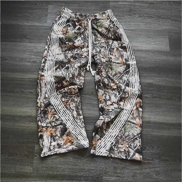 Women's Clothing Tree Branch Camouflage Striped Pants Y2k Wide Leg Sports Sweatpants High Street Loose Casual Pants_ecoleips.com