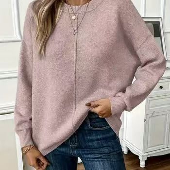 Women's Knit Sweater – Trendy 3D Textured Pullover, Casual Round-Neck Long Sleeve Top, Soft Stretch Fabric_ecoleips.com