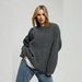 Oversized Knit Sweater – Round Neck, Long Sleeve, Polyester-Acrylic Blend (S-XL, 6 Colors, Drop Shoulder, 3D Texture, Work-to-Weekend Staple)_ecoleips.com