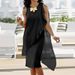 Elegant Chiffon A-Line Dress With Asymmetric Hem, Sleeveless Midi Dress For Women Universally Flattering A-Line Cut_ecoleips.com