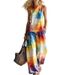 Women's Rainbow Tie Dye Two Piece Set Sleeveless Round Neck Top With Wide Leg Pants Casual Summer Outfit_ecoleips.com