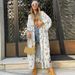 Women's Long Sleeve Printed Beach Cover Up Sun Protection Kimono Wrap Swimwear Bikini Sheer Open Front Cardigan For Vacation Pool Party_ecoleips.com