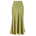 Elegant Satin High-Waisted Mermaid Skirt – Flowy A-Line Midi Skirt With Smooth Acetate Fabric, Champagne/Purple/Lavender/Orange, S/M/L/XL/XXL_ecoleips.com
