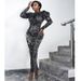 Women’s Clothing women's dress flannel sequin fabric stage costume bubble long sleeve dress_ecoleips.com