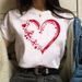 New Women's With Heart, Floral, And Butterfly Designs, Cute Casual White Vintage Fashion Top For Women_ecoleips.com