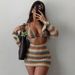 New 2025 Russian Style Women's Off-Shoulder Slim Fit Short Bikini Cover up Beach Dress Backless Design_ecoleips.com