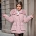 girl Girl Cross-Border Clothing Fleece-Lined Thickened Parka Women's Short 2023 Winter New Large Fur Collar Slim Fit Slimming_ecoleips.com