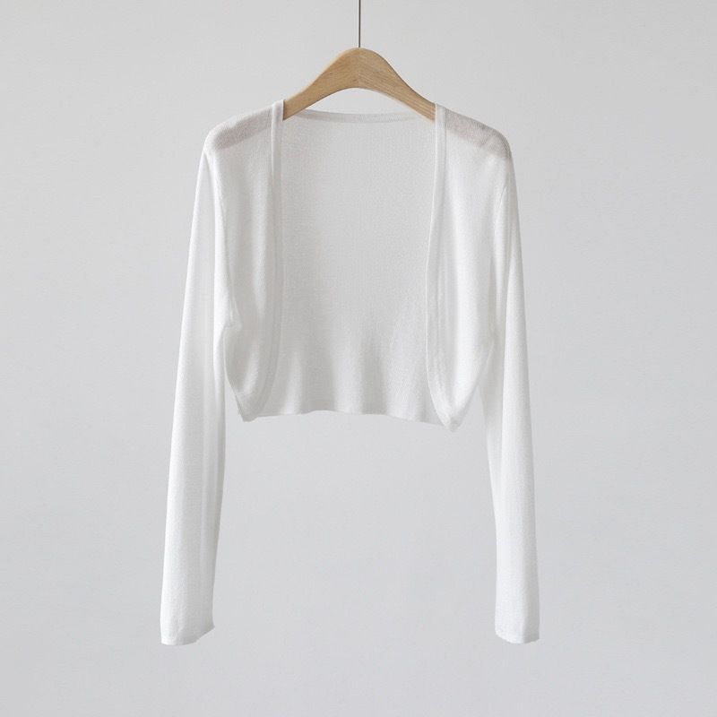 K Knitted Cardigan Jacket, Women's Shawl, Sun Protection Outer Layer, Thin Design, Camisole, Air-conditioned Shirt, Hood, Short Top_ecoleips.com