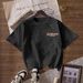 Women's Casual Round Neck Short Sleeve T-Shirt Multi-Color American Style Simple Fashionable Sports Top Solid Loose Printed_ecoleips.com