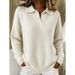 Autumn/Winter Casual And Laid-Back Style Women's Polo Shirt With Flared Collar, Long Sleeves, And Buttoned Sweater Top_ecoleips.com