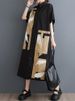 Black Vintage Print Shirt Dresses For Women New Short Sleeve Loose Casual Long Dress Robe Fashion Elegant Clothing Summer 2026_ecoleips.com