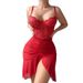 New Black Lingerie Set Sexy See through Lace Nightgown Long Skirt with Slit Bodycon Sleep & Lounge Women's Clothing_ecoleips.com