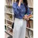 Women's Casual Long-Sleeved Checkered Shirt, Autumn Loose-Fitting Collar Cardigan Wholesale_ecoleips.com