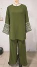 2025 Muslim Autumn New Women's Embroidered Round Neck Shirt And Wide Leg Pants Set_ecoleips.com