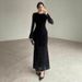 Women New Fashion Round Neck Lace Elegant Slim Fit Sexy Backless Formal Evening Party Prom Gown Dress_ecoleips.com