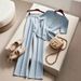 Women's Clothing Beautiful High End Super Good Looking Temperament Blue Two Piece Suit_ecoleips.com